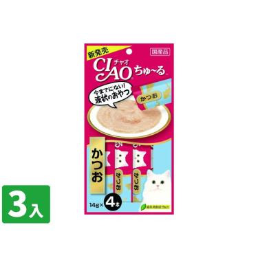 【CIAO】啾嚕肉泥-鰹魚14g*4入/包 日本製 (3入組)（效期日2024/12/01）