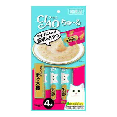 【CIAO】啾嚕肉泥-鮪魚+柴魚片14g*4入/包 日本製 （效期日2024/11/30）
