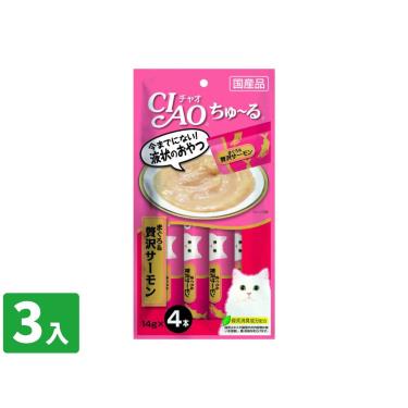 【CIAO】啾嚕肉泥-鮪魚+鮭魚14g*4入/包 日本製 (3入組)（效期日2024/10/01）