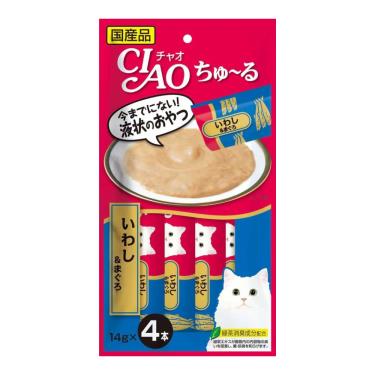 【CIAO】啾嚕肉泥-沙丁魚+鮪魚14g*4入/包 日本製 （效期日2024/10/31）