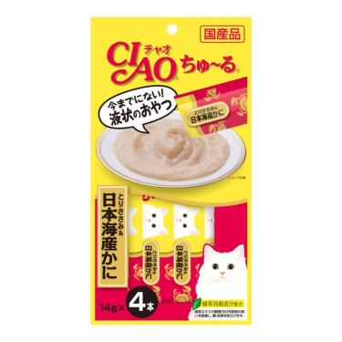 (惜福良品)【CIAO】啾嚕肉泥-雞肉+日本蟹14g*4入/包 日本製（效期日2024/12/30）