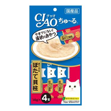 (惜福良品)【CIAO】啾嚕肉泥-鮪魚+干貝14g*4入/包 日本製 （效期日2024/11/30）