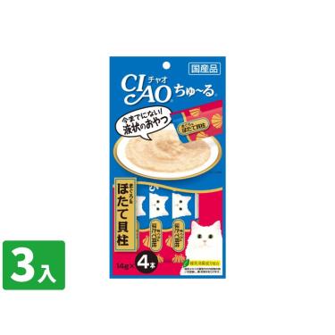 【CIAO】啾嚕肉泥-鮪魚+干貝口味14g*4入/包 日本製 (3入組)（效期日2024/11/01）