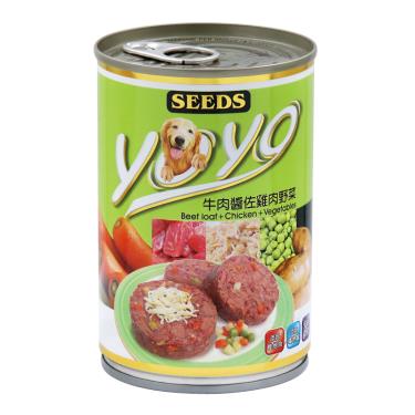 【Seeds 聖萊西】惜時  YOYO狗罐-牛肉醬佐雞肉野菜375g