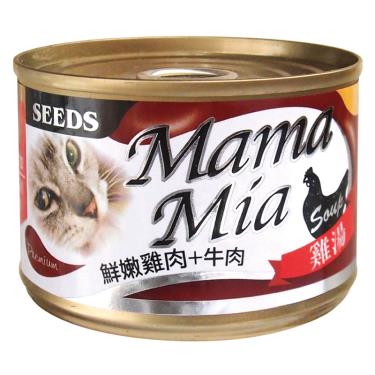 【Seeds 聖萊西】MAMAMIA機能愛貓雞湯餐罐-鮮嫩雞肉+牛肉（170g）