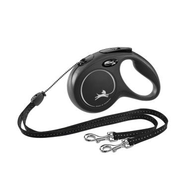 Flexi飛萊希進化索狀伸縮牽繩一對二-黑M