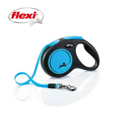 Flexi飛萊希炫光帶狀伸縮牽繩-藍M