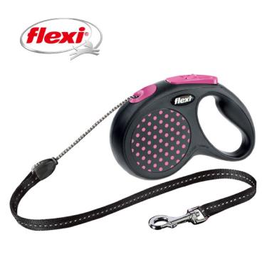 Flexi飛萊希彩點索狀伸縮牽繩-粉S