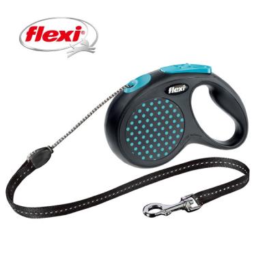 Flexi飛萊希彩點索狀伸縮牽繩-藍M
