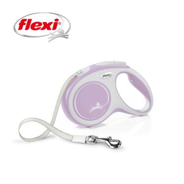 Flexi飛萊希幻彩帶狀伸縮牽繩-粉紫M