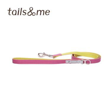 【尾巴與我】經典尼龍帶基本款牽繩-紫紅檸黃L