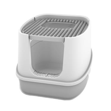 【黃金貓】 抽掀蓋式雙門全封閉貓砂盆-灰色