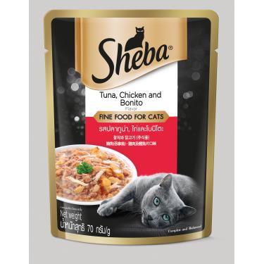 【SHEBA】主食鮮饌包 鮪魚、雞肉及鰹魚片(魚凍) 70g