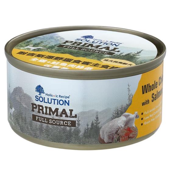 【耐吉斯】源野獵食客主食罐-全雞+鮭魚肉絲派佐薑黃85g（犬用）