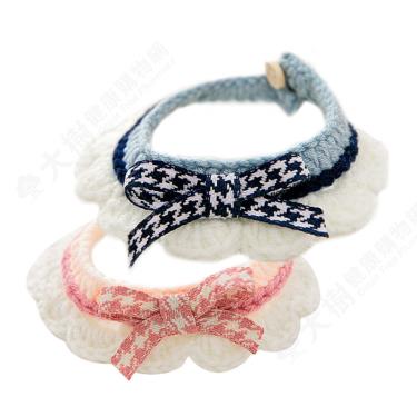 【寵物夢工廠】毛線編織蝴蝶結項圈（M號）顏色隨機出貨