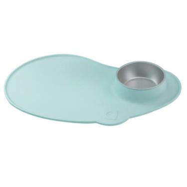 【Madden】小花寵物餐墊+不銹鋼碗 嫻靜綠