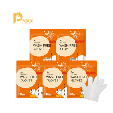 【PETPANNY 陪陪你】寵物免洗擦澡手套（6入/包X5組）（廠商直送）