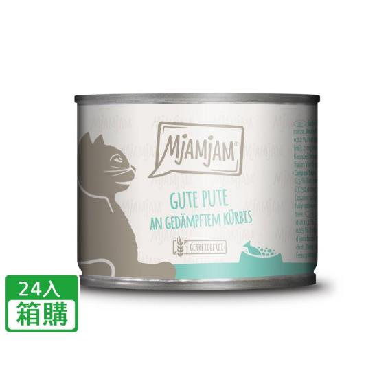 【MjAMjAM 迷幻喵】鮮肉主食罐4號-好火雞+蒸南瓜+貓草200克（24入/箱購）