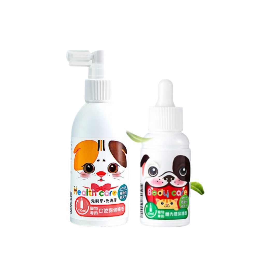 【汪咪博士】寵物專用口腔保健噴液（貓專用）+體內環保滴劑 1組（廠商直送）