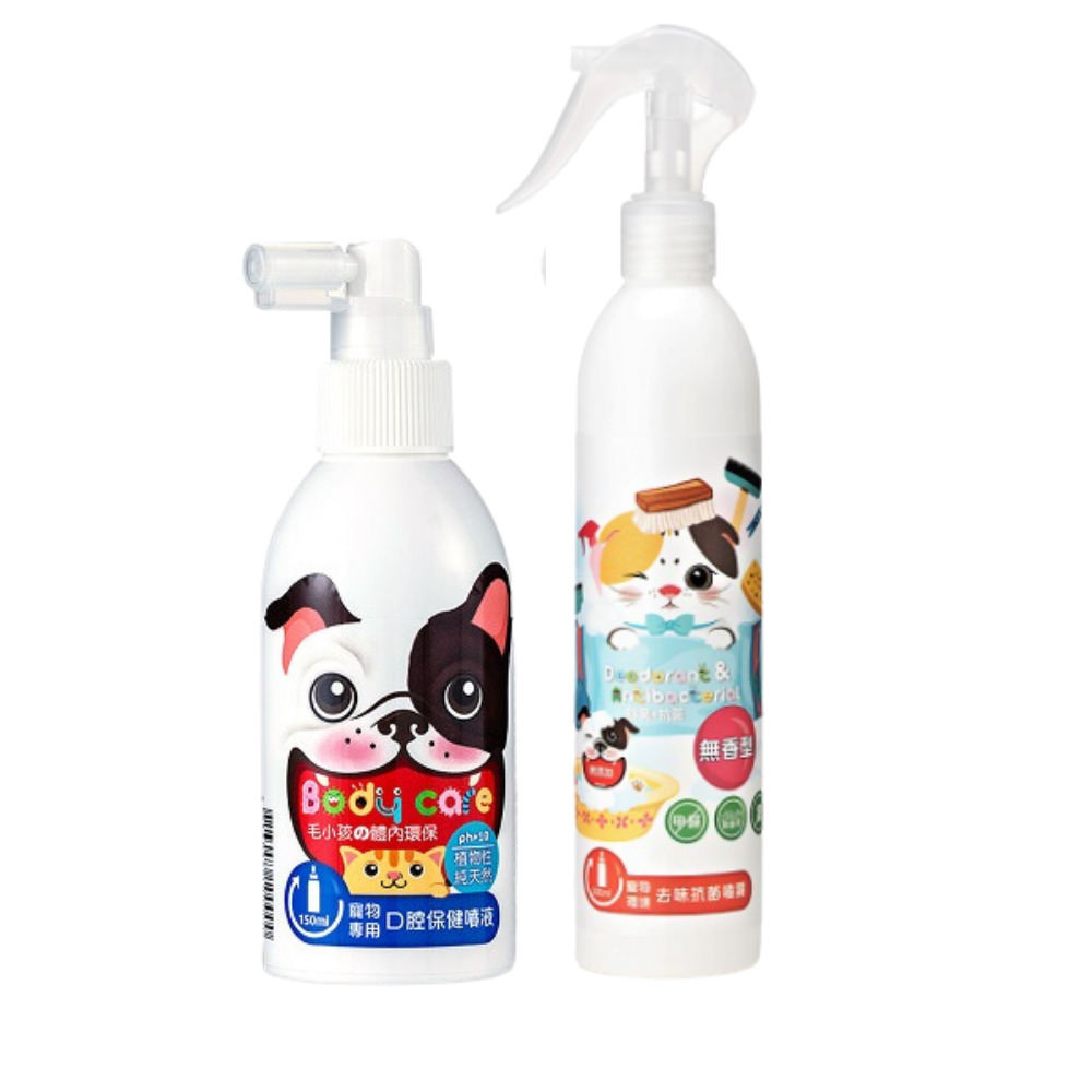 【汪咪博士】寵物專用口腔保健噴液（犬專用）+寵物環境去味抗菌噴霧 （無香型）1組（廠商直送）