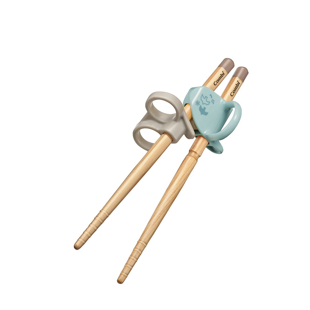 （2件95折，3件85折）【Combi 康貝】木製三階段彈力學習筷-右手青鳥藍（17609）