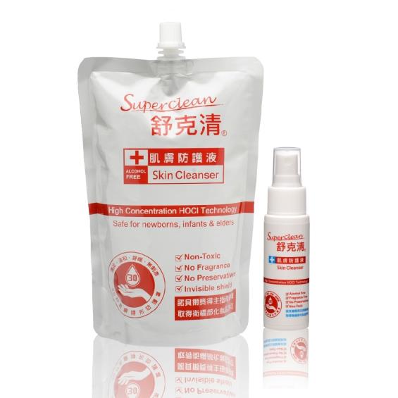 【Superclean舒克清】肌膚防護液組（補充包600ml+隨身瓶50ml）
