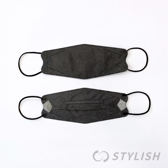 【STYLISH 史戴利】4D立體醫療口罩／成人 黑格紋（10片/盒）