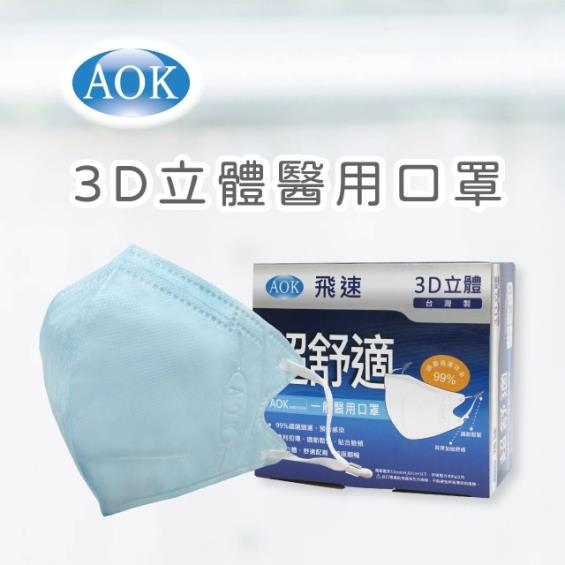 【AOK】醫用口罩／淡藍色 XL（50片／盒）
