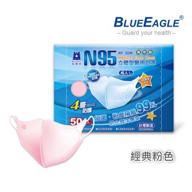 【藍鷹牌】經典系列／N95醫用立體口罩／成人 粉色（50片／盒）廠商直送