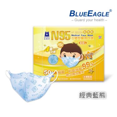 【藍鷹牌】經典系列／N95醫用立體口罩／幼幼2-4歲／藍熊（50片／盒）廠商直送