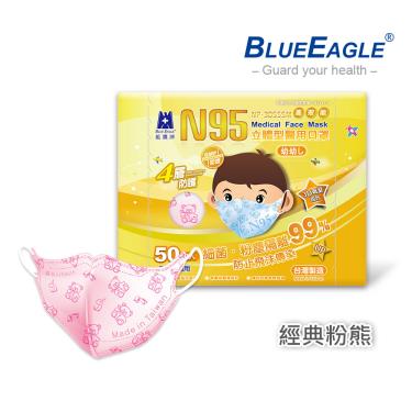 【藍鷹牌】經典系列／N95醫用立體口罩／幼幼2-4歲／粉熊（50片／盒）廠商直送