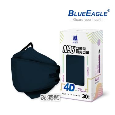 【藍鷹牌】N95醫用4D立體口罩／成人 深海藍（30片／盒）廠商直送