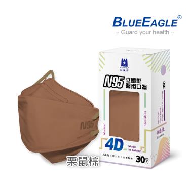【藍鷹牌】N95醫用4D立體口罩／成人 栗鼠棕（30片／盒）廠商直送