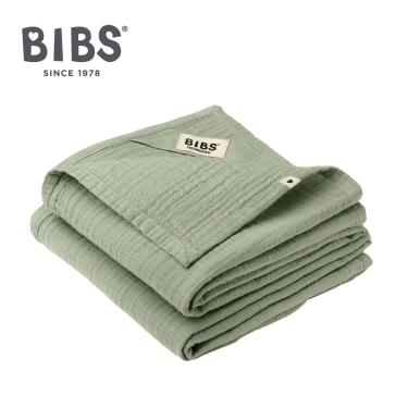 （任2件9折）【丹麥 BIBS】 Muslin有機棉紗布安撫巾（2入）灰綠