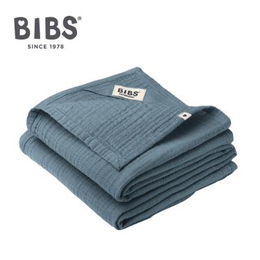 【丹麥 BIBS】 Muslin有機棉紗布安撫巾（2入）藍綠色