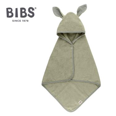 （任2件9折）【丹麥 BIBS】Kangaroo袋鼠連帽浴巾（灰綠）