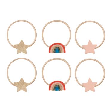 【英國Mimi & Lula】（復刻彩虹）彩虹星星髮束6入 廠商直送