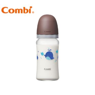 （任2支贈奶嘴）【Combi 康貝】真實含乳寬口玻璃奶瓶 240ml（棕）（71115）