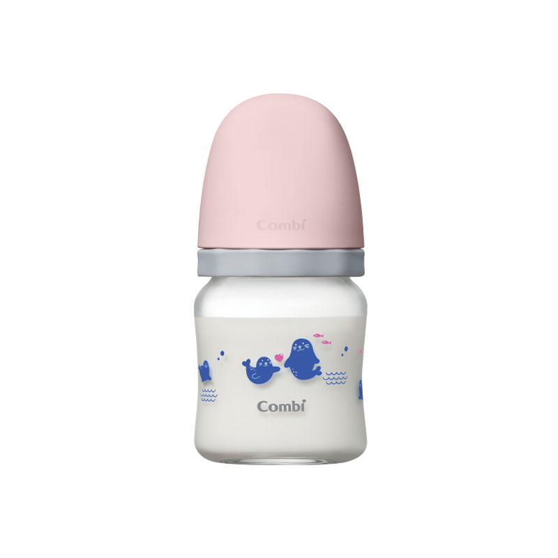 （任2支送奶嘴）【Combi 康貝】真實含乳寬口玻璃奶瓶 120ml（粉）（71175）