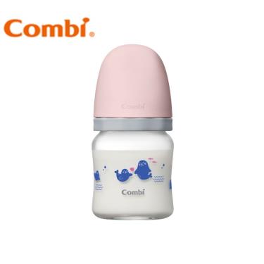 （任2支送奶嘴）【Combi 康貝】真實含乳寬口玻璃奶瓶 120ml（粉）（71175）