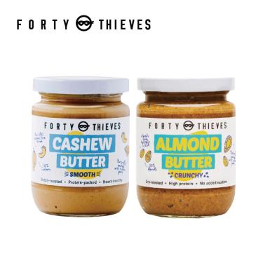 【壽滿趣Forty Thieves】紐西蘭頂級堅果醬235gx2（腰果絲滑+杏仁顆粒）廠商直送