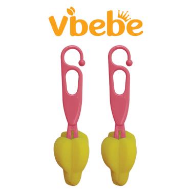 （滿399送手帕）【Vibebe】海綿奶嘴刷2入粉