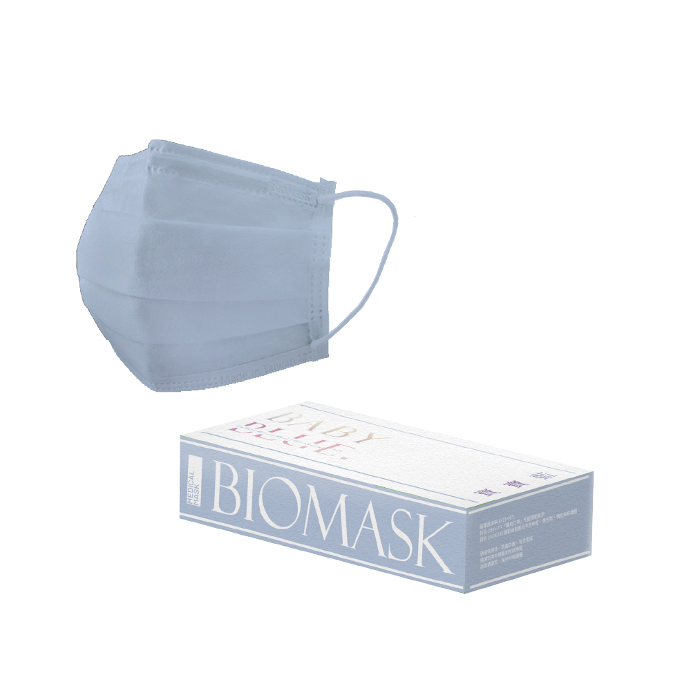 【BioMask保盾】莫蘭迪春夏色系／成人醫用口罩／寶寶藍（20入／盒）
