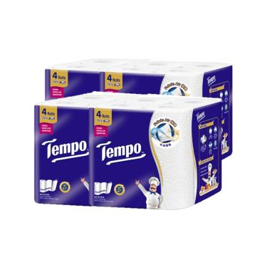 (滿1099折150)【Tempo】極吸萬用3層捲筒廚房紙巾（125張/4捲/串）4入組 箱購