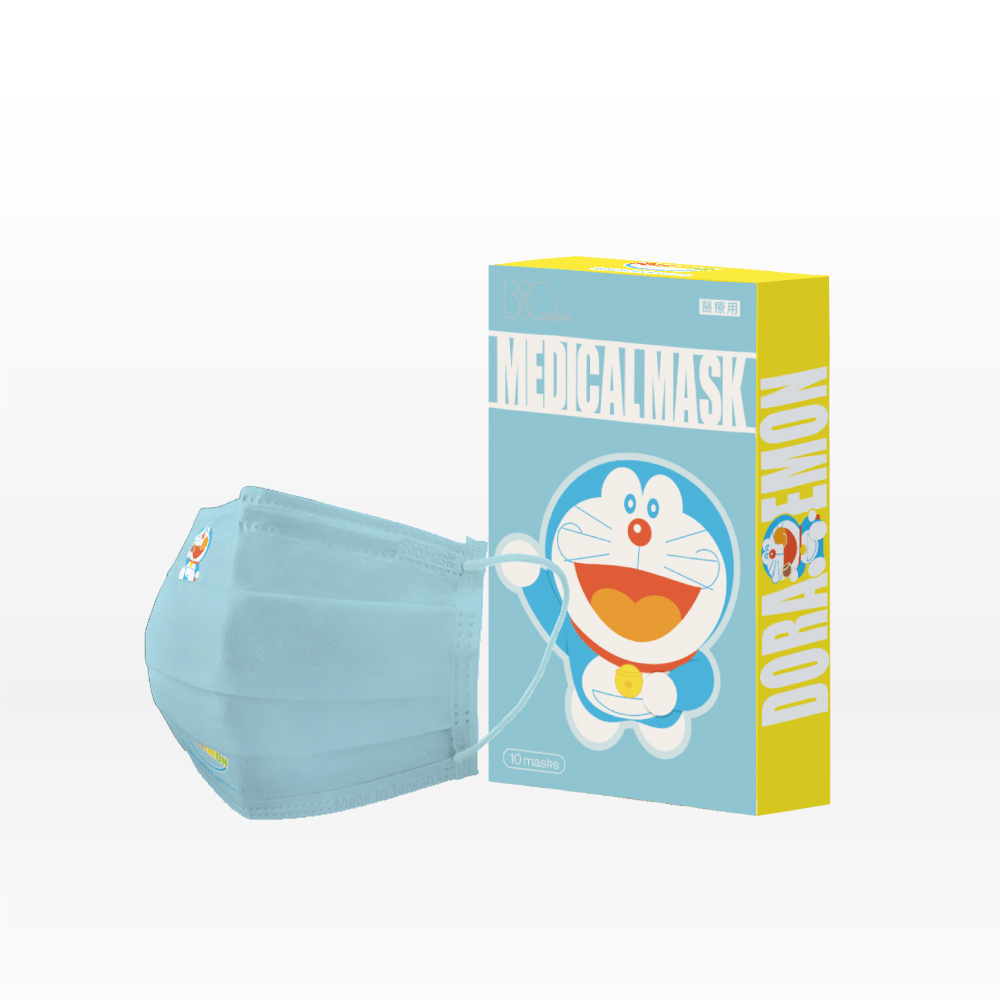 【BioMask保盾】哆啦A夢官方授權／成人醫療口罩／銅鑼燒款 天空藍（10入／盒）