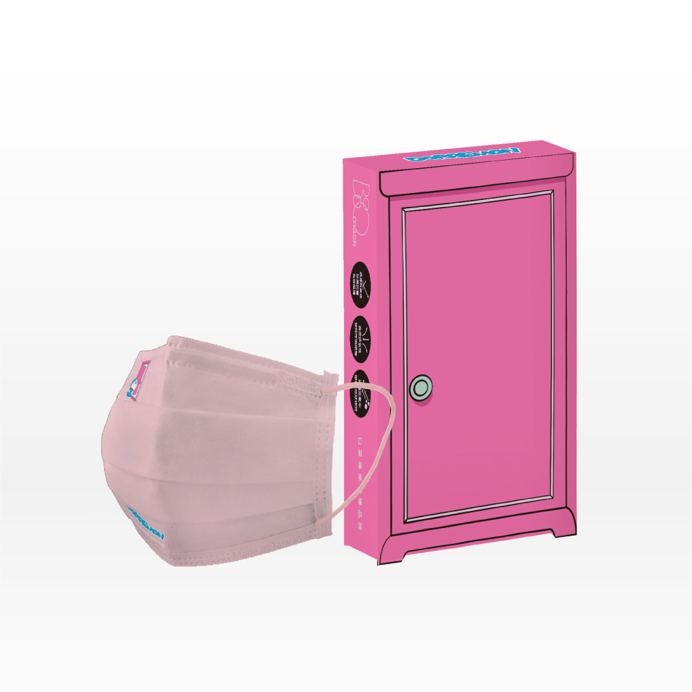 【BioMask保盾】哆啦A夢官方授權／成人醫療口罩／任意門款 粉紅色（10入／盒）