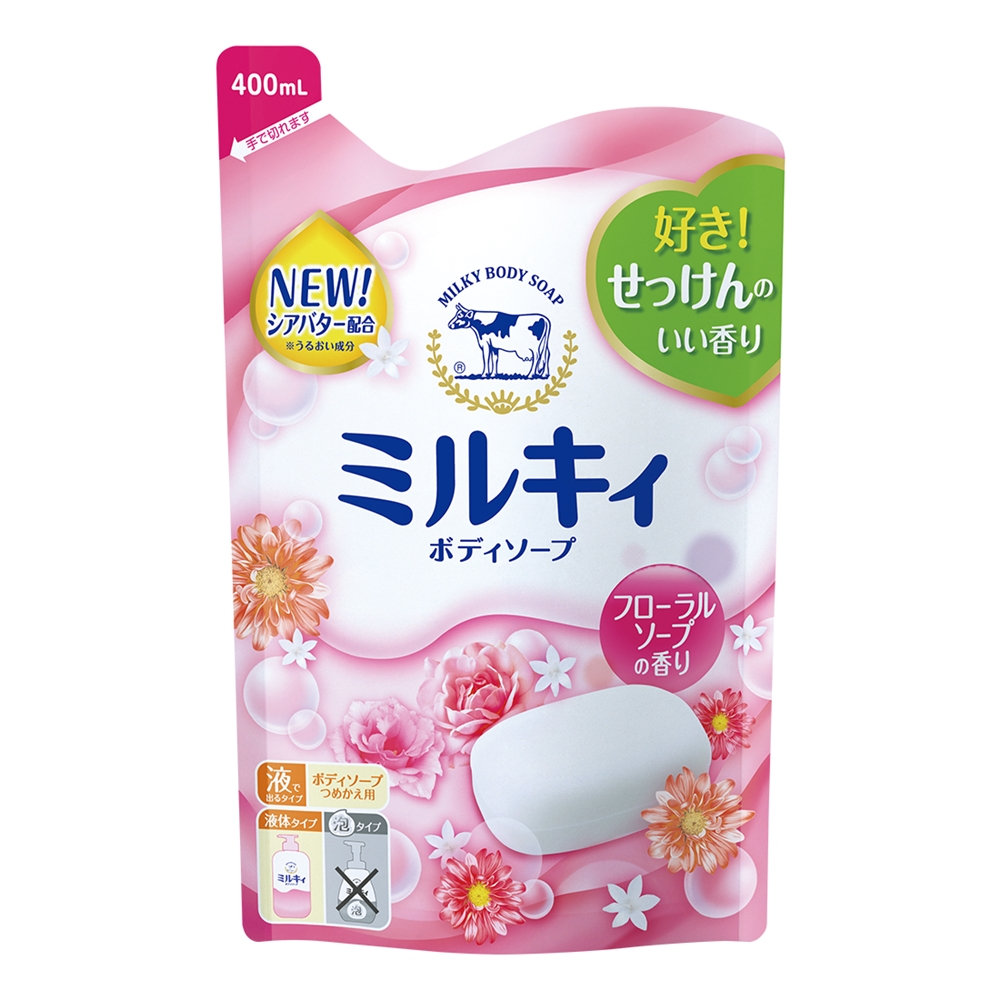 【日本牛乳石鹼】牛乳精華沐浴乳補充包（玫瑰花香）（400ml）