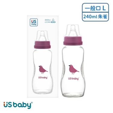 【US BABY 優生】真母感玻璃奶瓶一般口徑L（240ml）朱雀