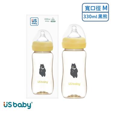 （2件95折）【US BABY 優生】真母感PPSU奶瓶寬口徑M（330ml）台灣黑熊