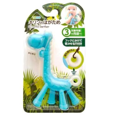（任2件95折）【日本 EDISON】KJC嬰幼兒趣味長頸鹿潔牙器-藍